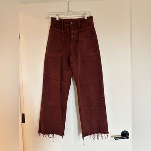Just Black Burgundy Denim Cropped Utility Pant Size 26